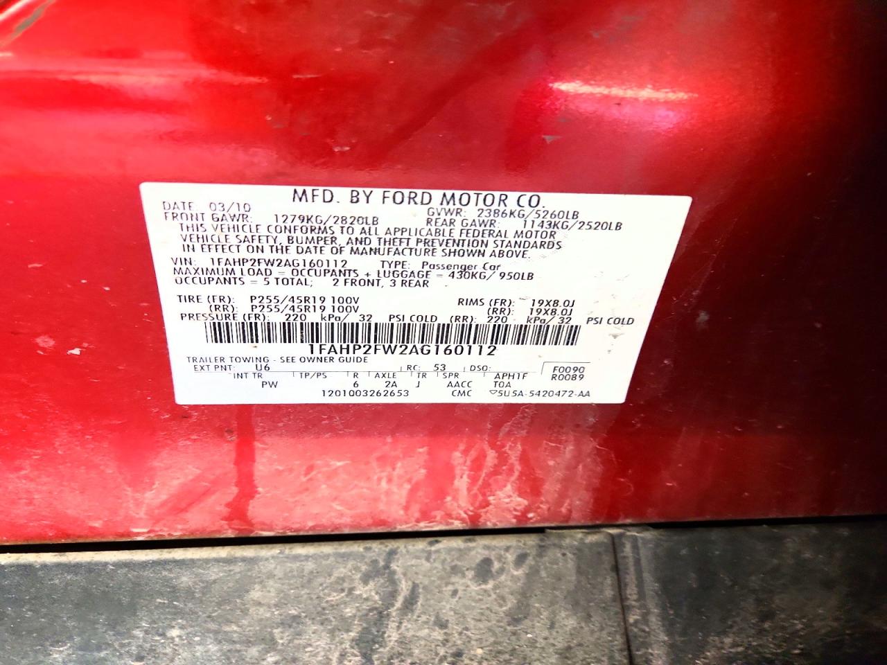 2010 FORD TAURUS LIMITED photo 23