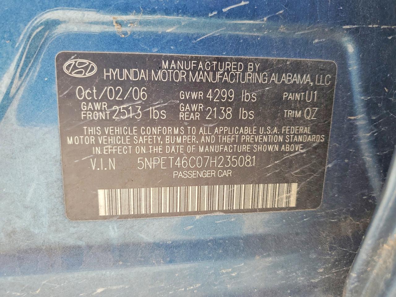 2007 HYUNDAI SONATA GLS photo 23
