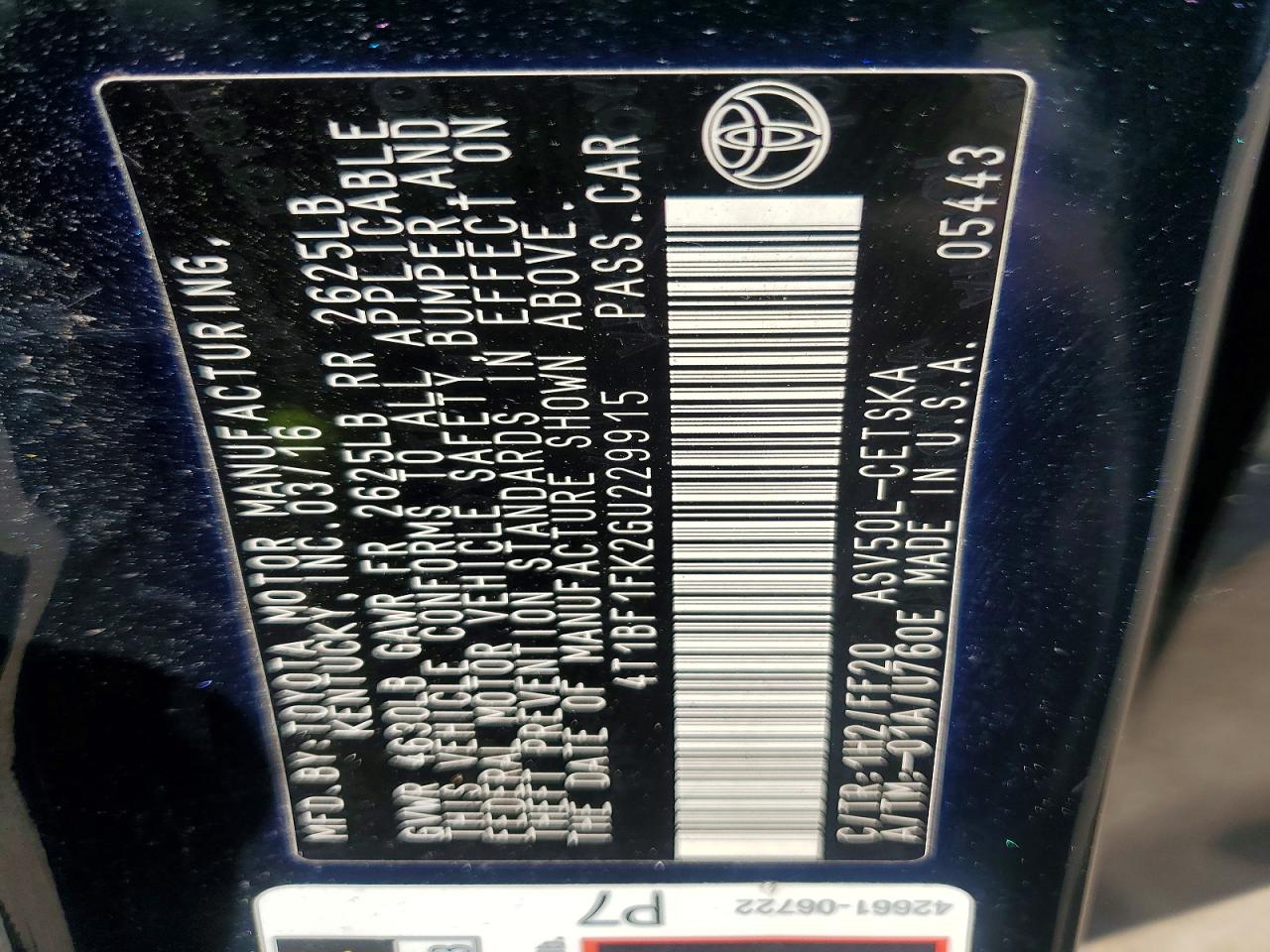 2016 TOYOTA CAMRY SE photo 45