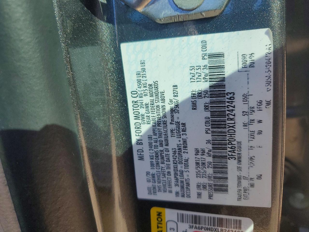 2020 FORD FUSION SE photo 34