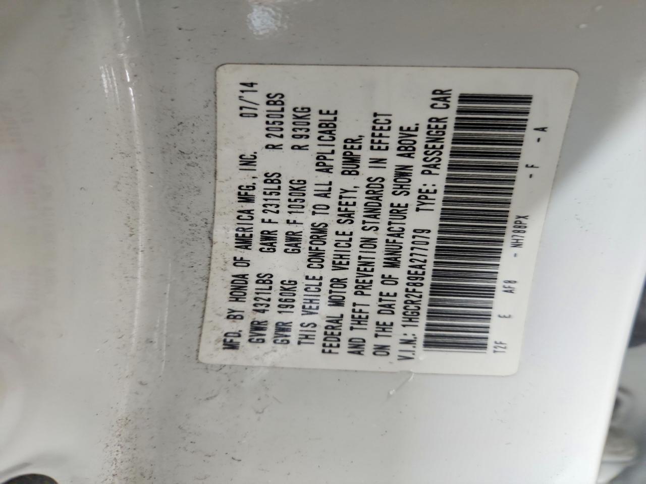 2014 HONDA ACCORD EXL photo 12