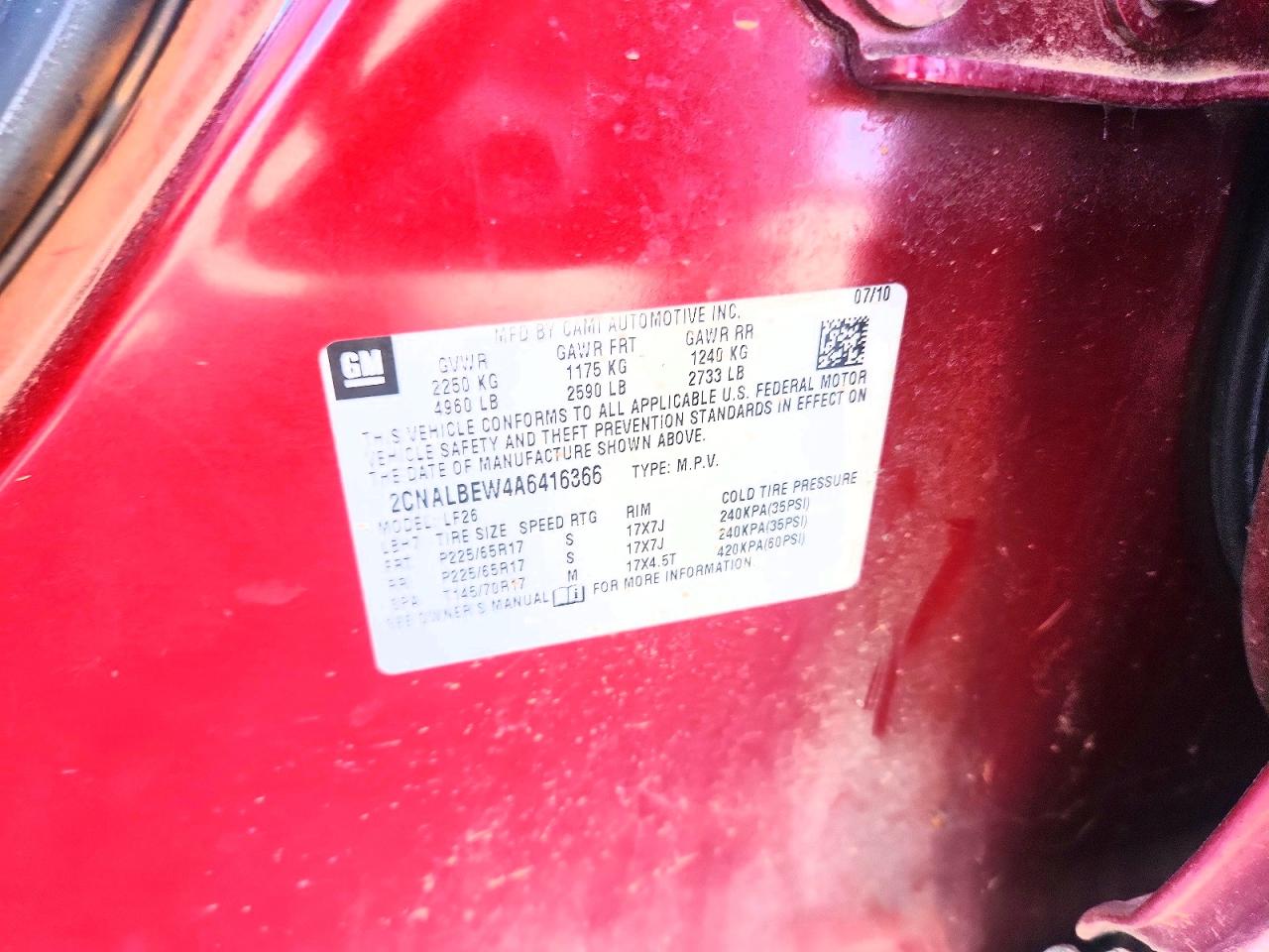 2010 CHEVROLET EQUINOX LS photo 13