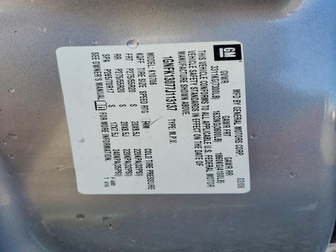 2007 CHEVROLET TAHOE K1500 photo 37