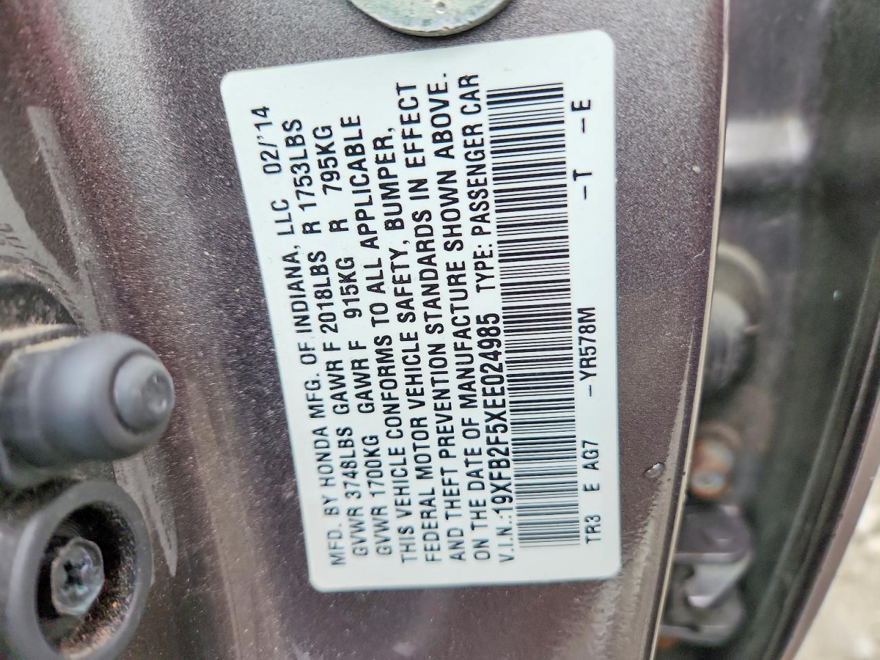 2014 HONDA CIVIC LX photo 23