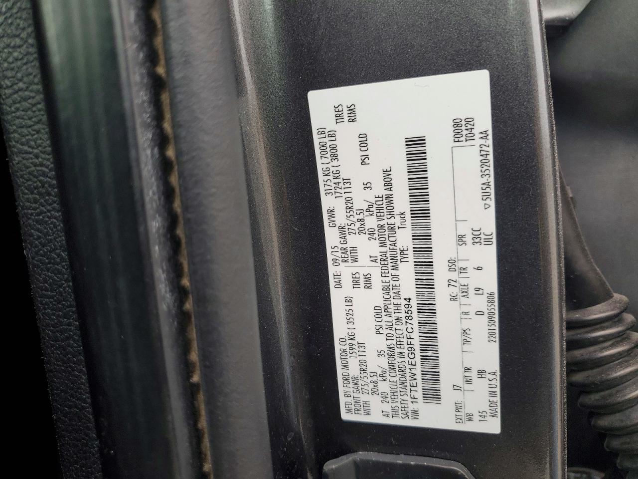 2015 FORD F150 SUPERCREW photo 12