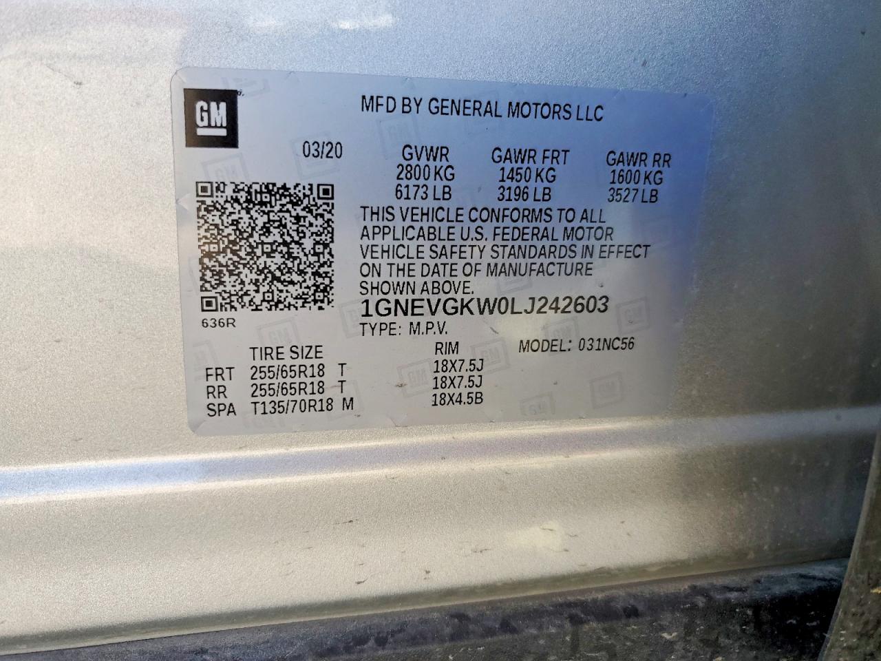 2020 CHEVROLET TRAVERSE LT photo 14