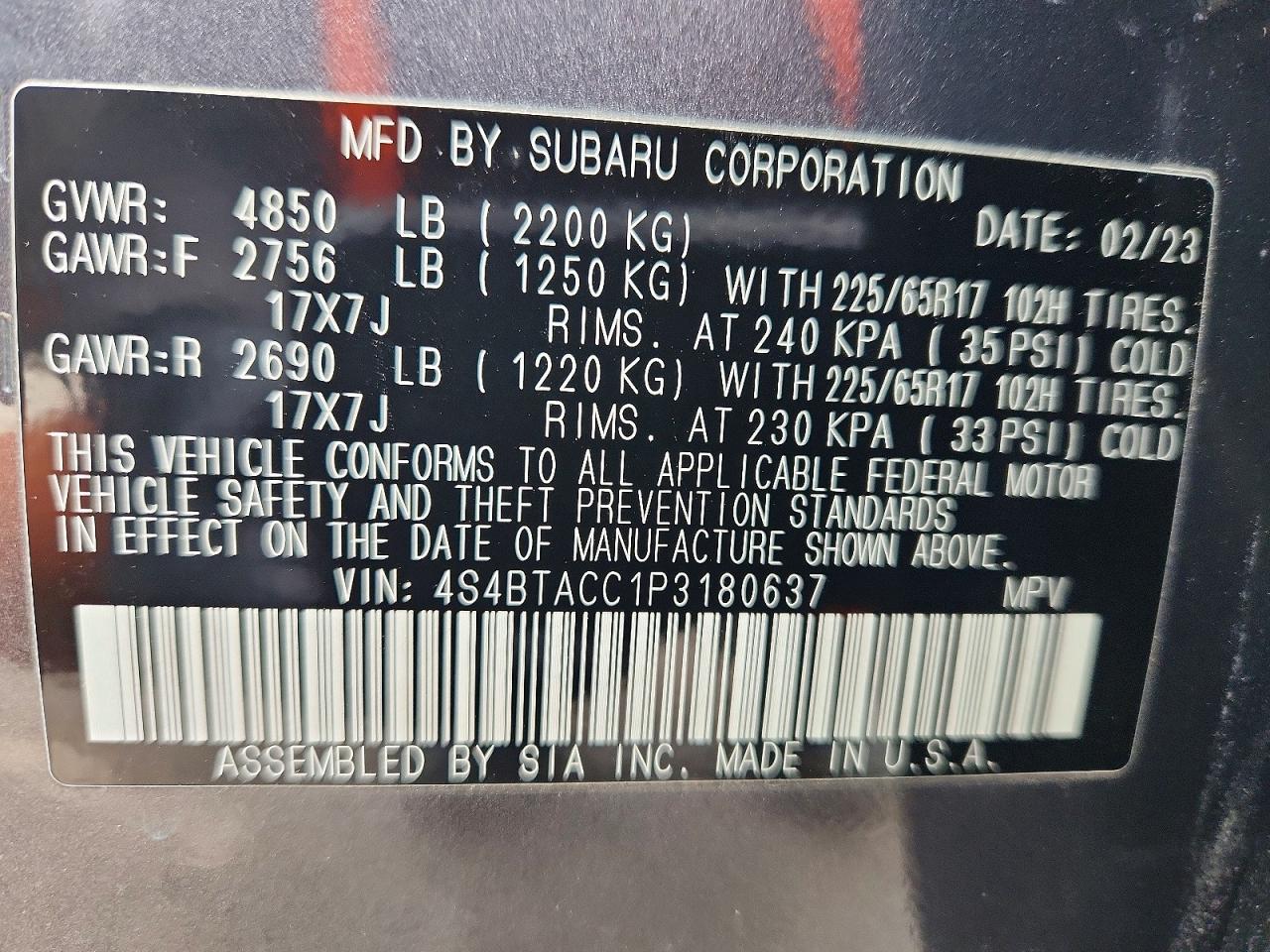 2023 SUBARU OUTBACK PREMIUM photo 27