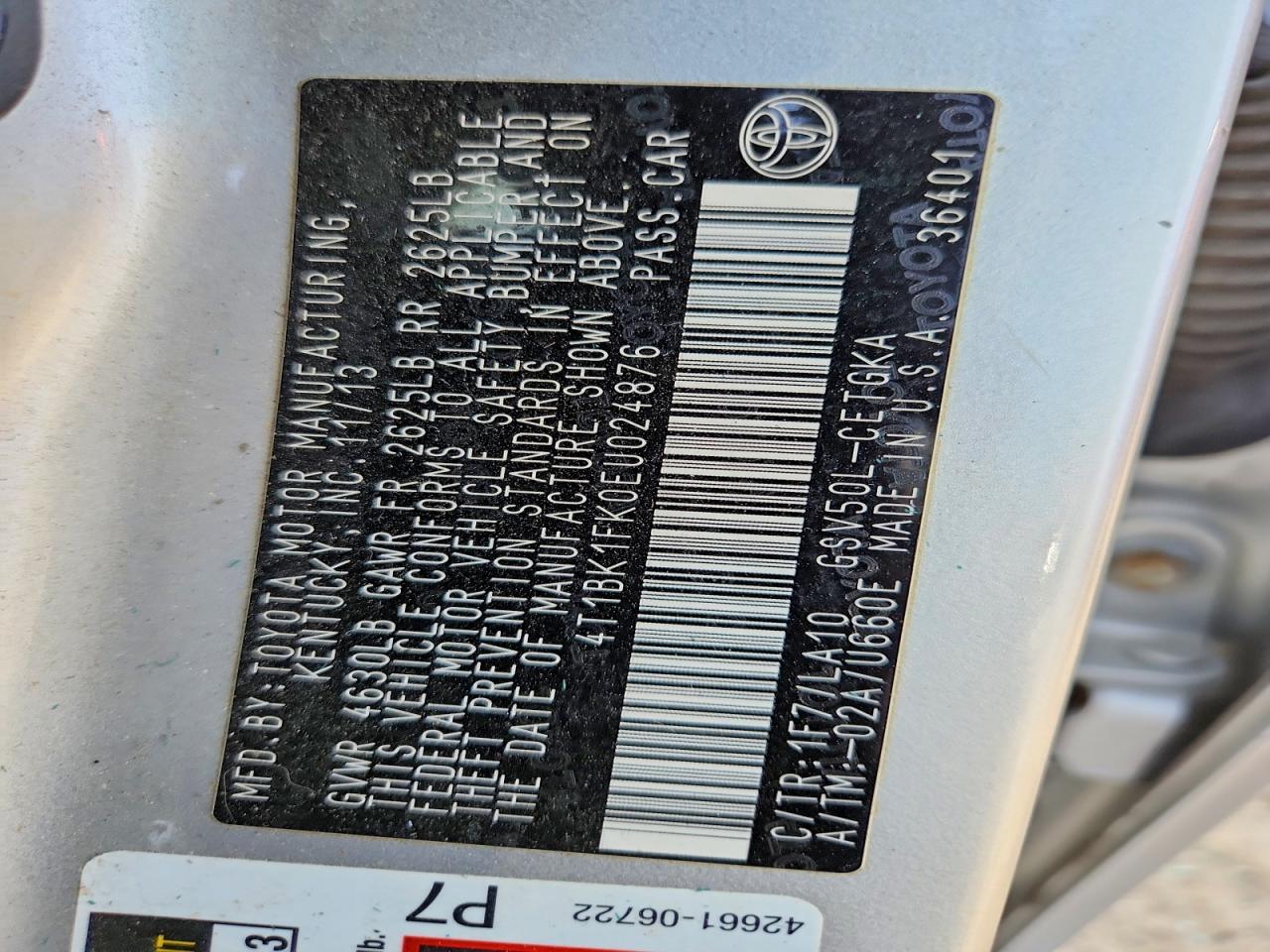 2014 TOYOTA CAMRY XLE V6 photo 12