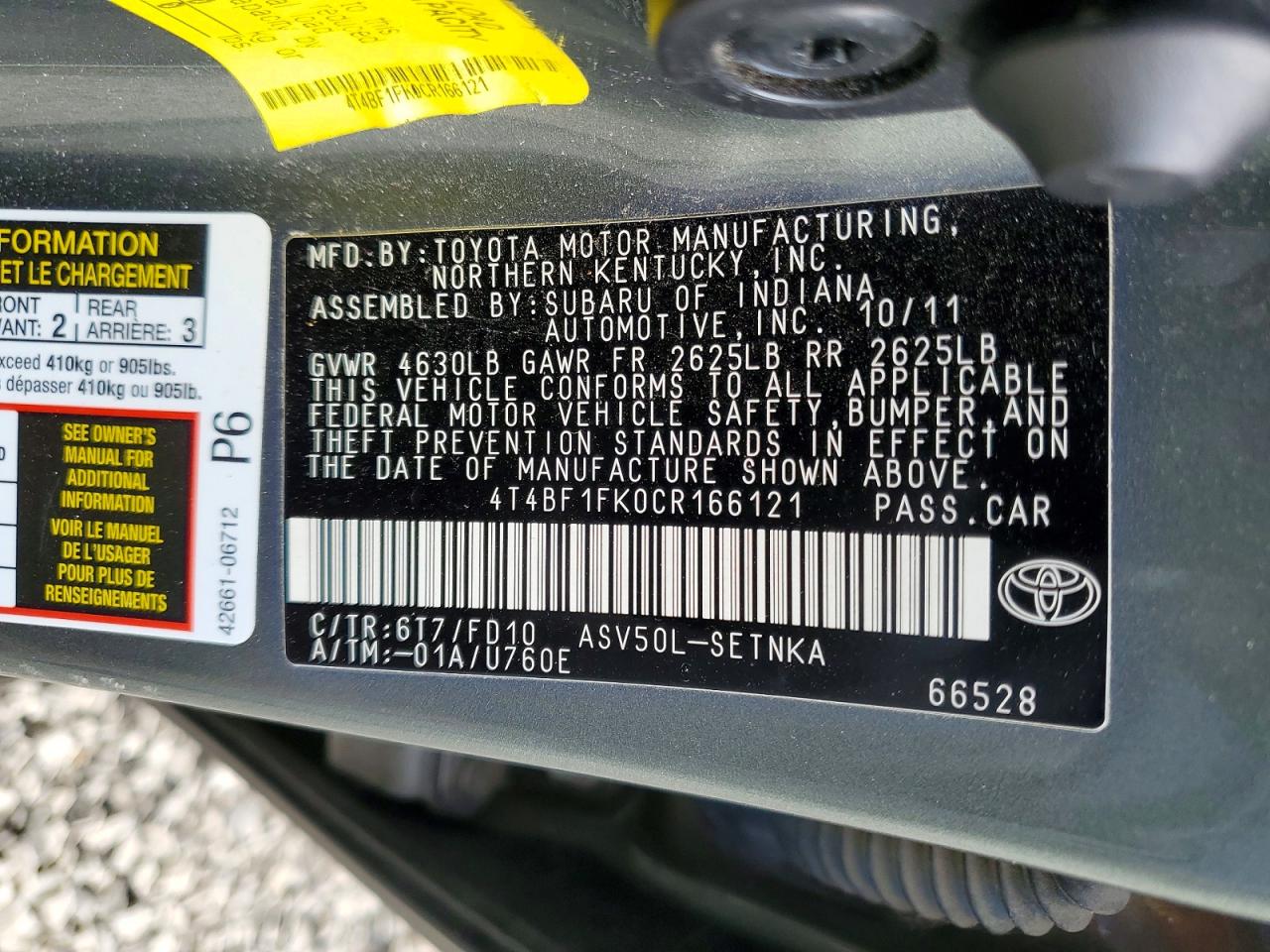 2012 TOYOTA CAMRY LE photo 37