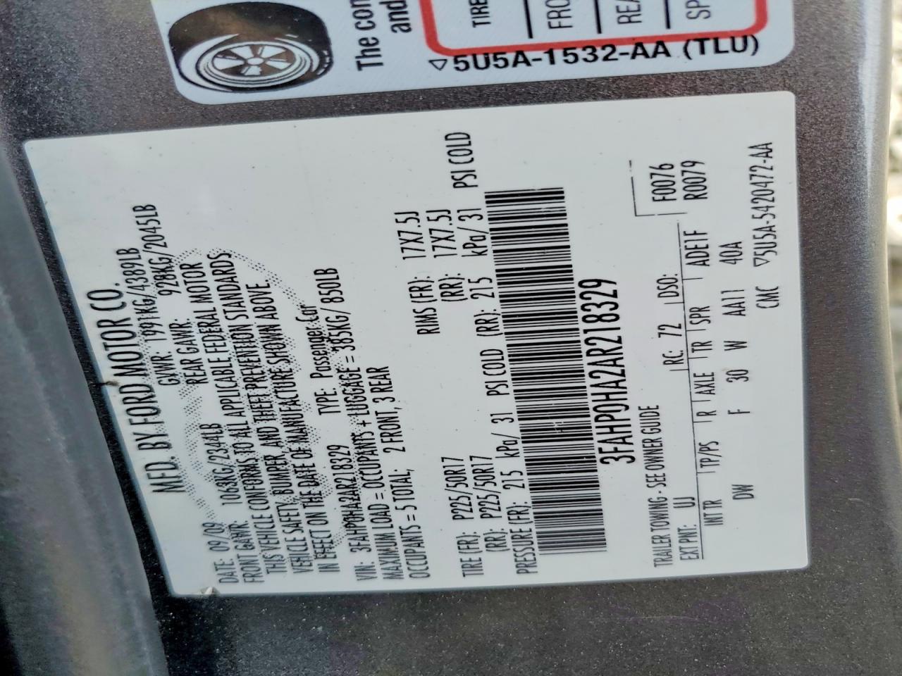 2010 FORD FUSION SE photo 12