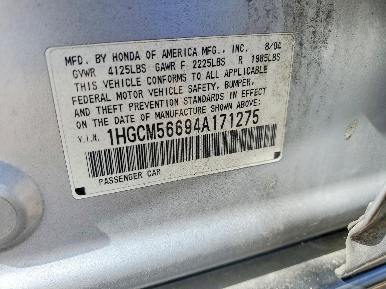 2004 HONDA ACCORD EX photo 22