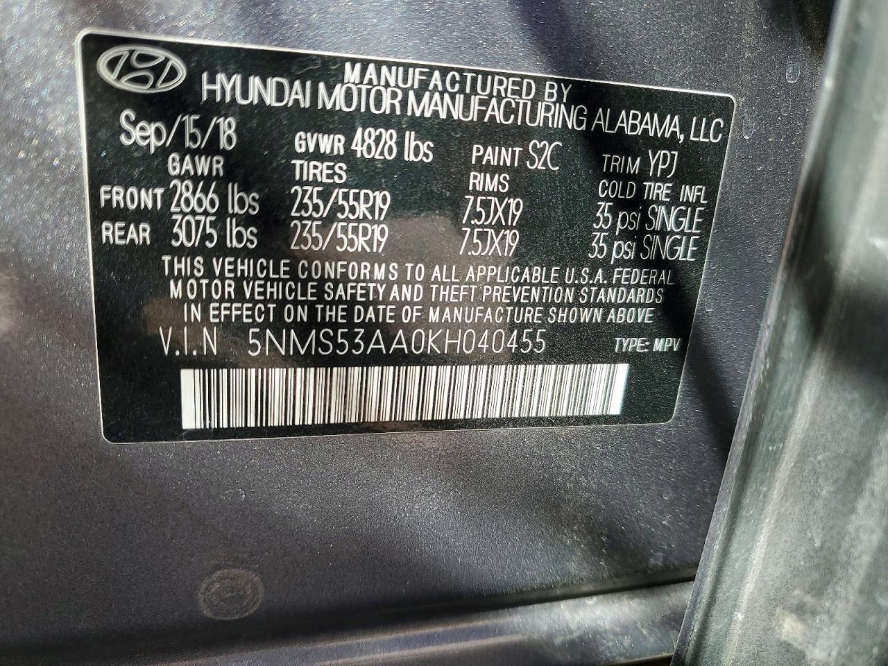 2019 HYUNDAI SANTA FE LIMITED 2.0T photo 25