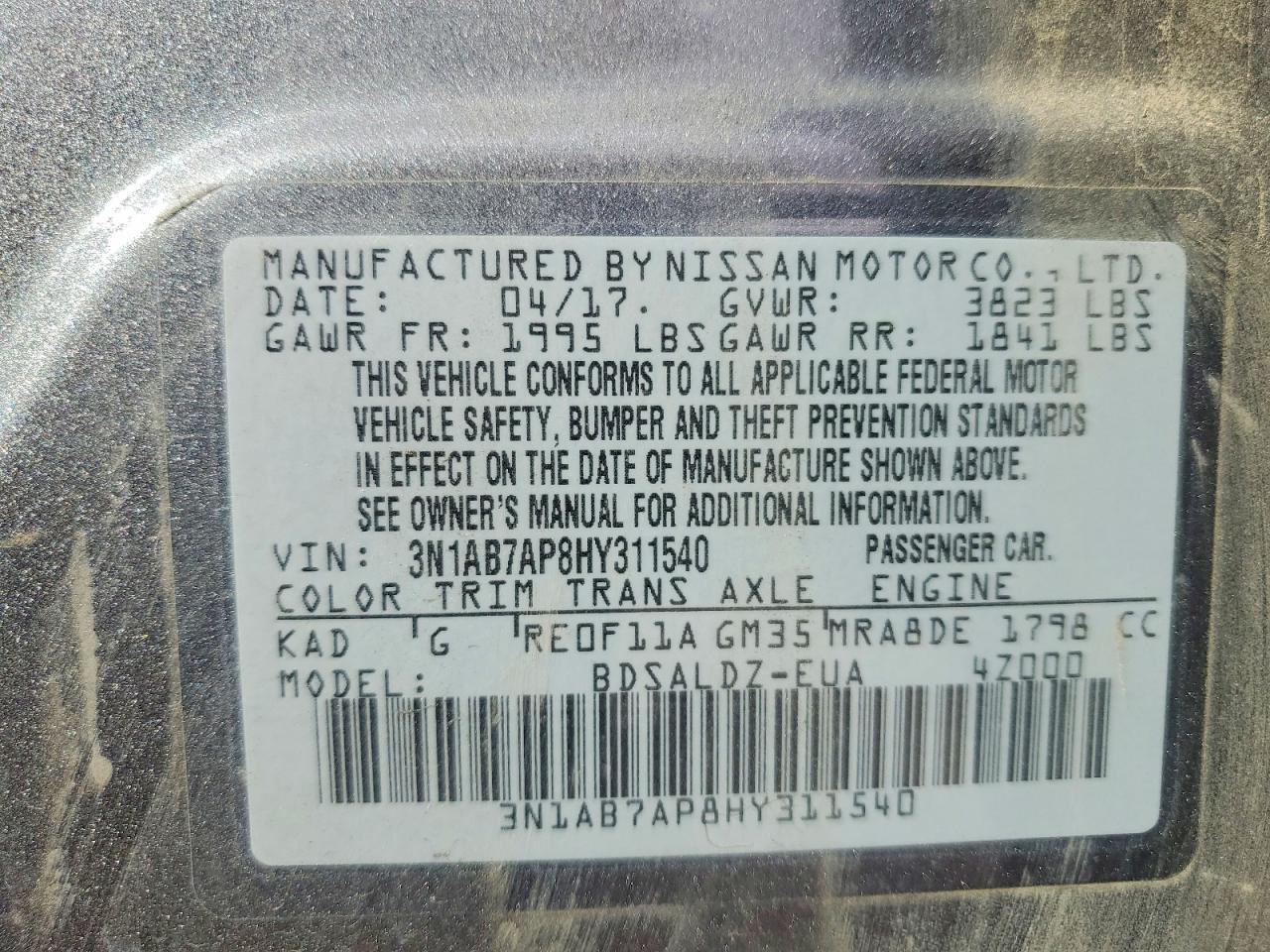 2017 NISSAN SENTRA SV photo 25