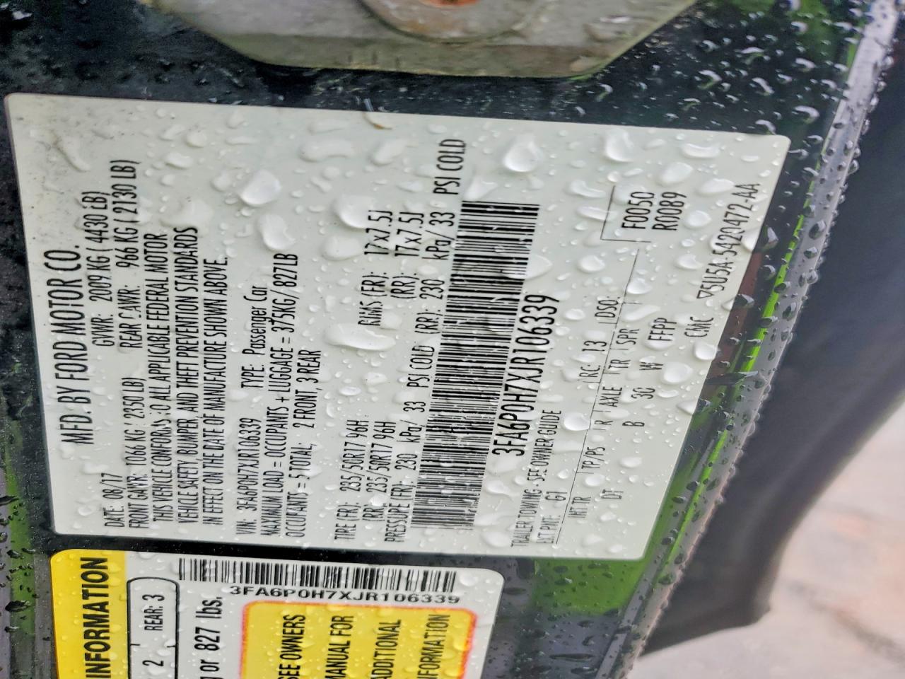 2018 FORD FUSION SE photo 37