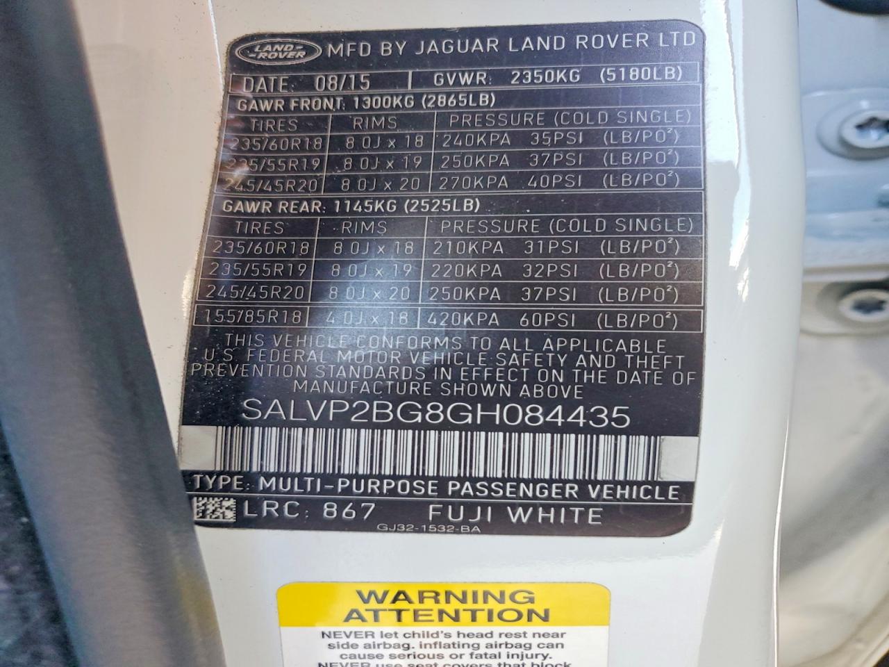2016 LAND ROVER RANGE ROVER EVOQUE SE photo 40