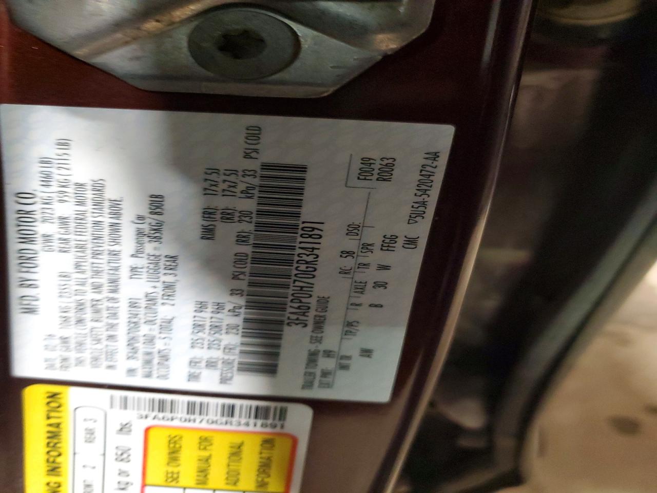 2016 FORD FUSION SE photo 34