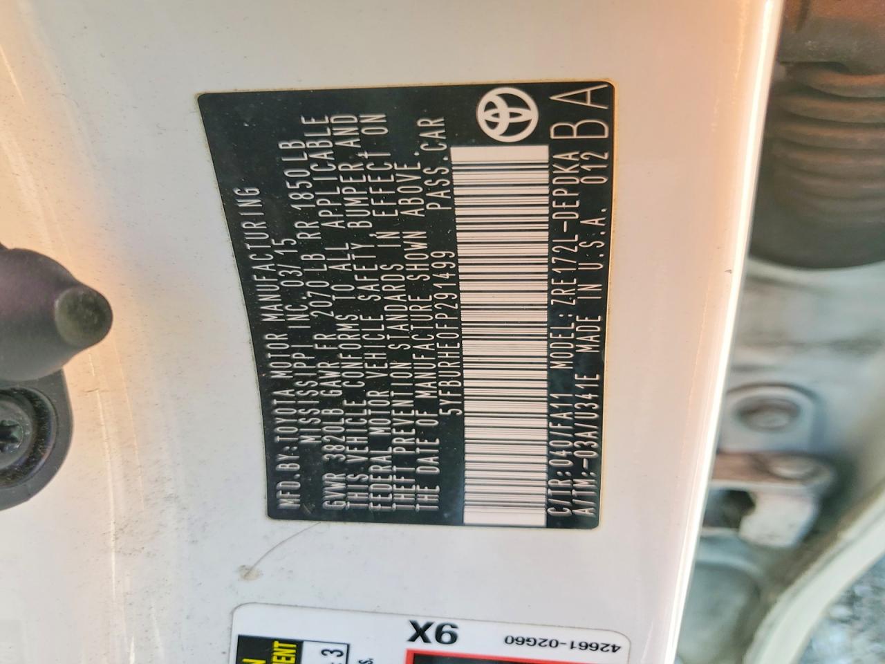 2015 TOYOTA COROLLA L photo 23