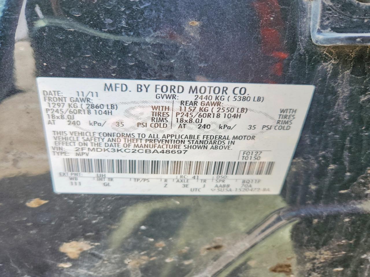 2012 FORD EDGE LIMITED photo 13