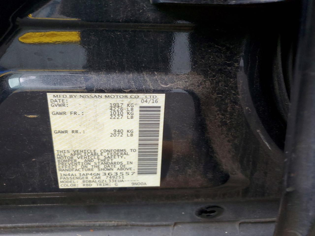 2016 NISSAN ALTIMA 2.5 S photo 12