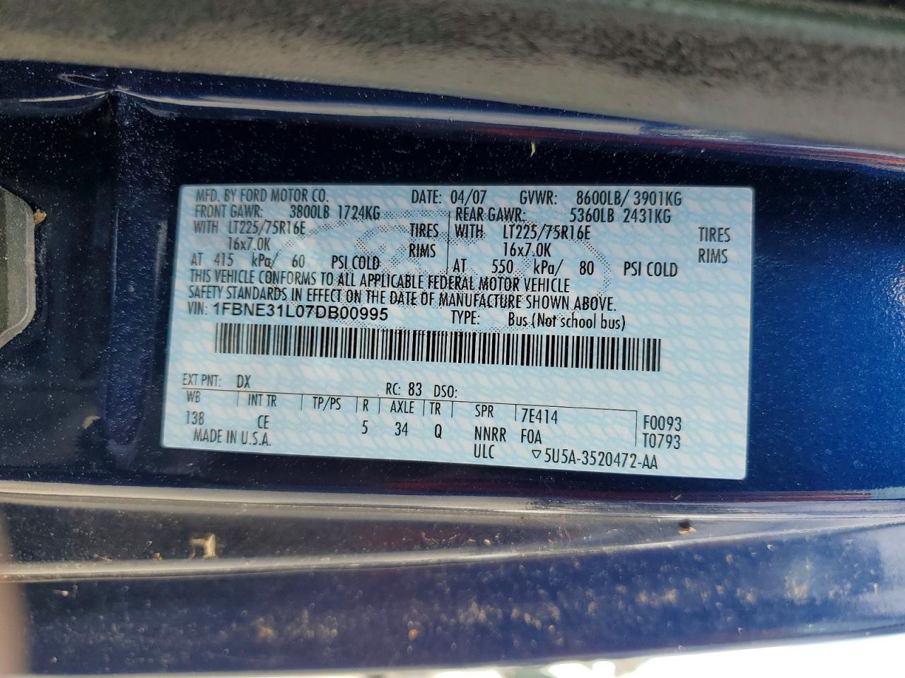 2007 FORD ECONOLINE E350 SUPER DUTY WAGON photo 12