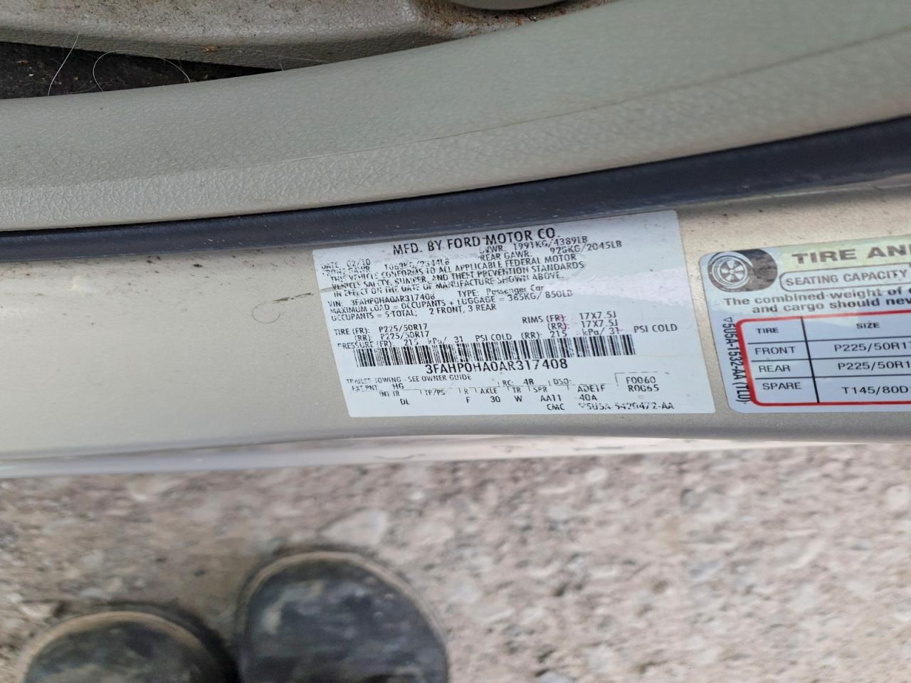 2010 FORD FUSION SE photo 25