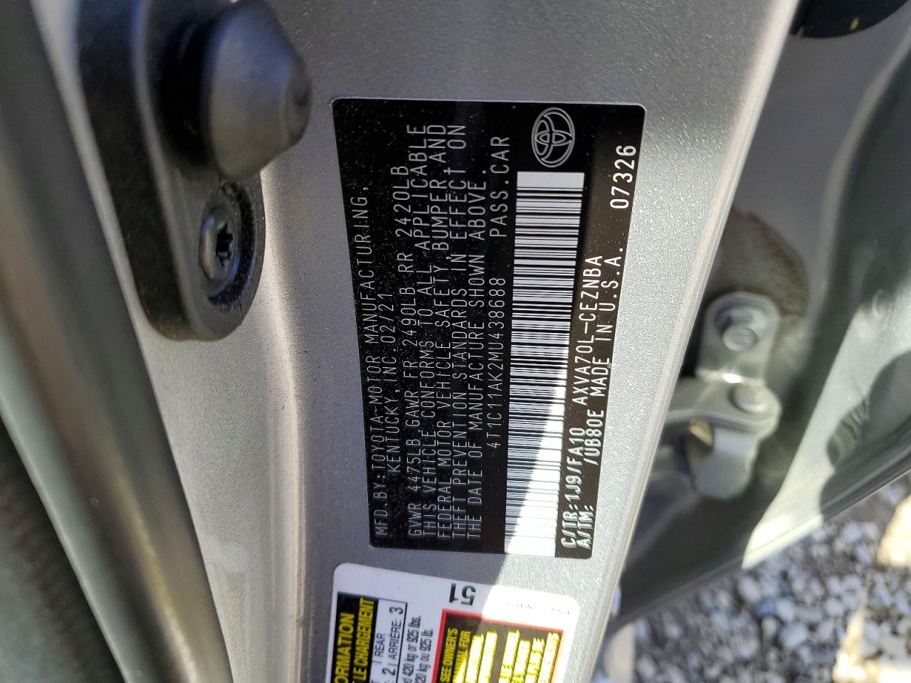 2021 TOYOTA CAMRY LE photo 23