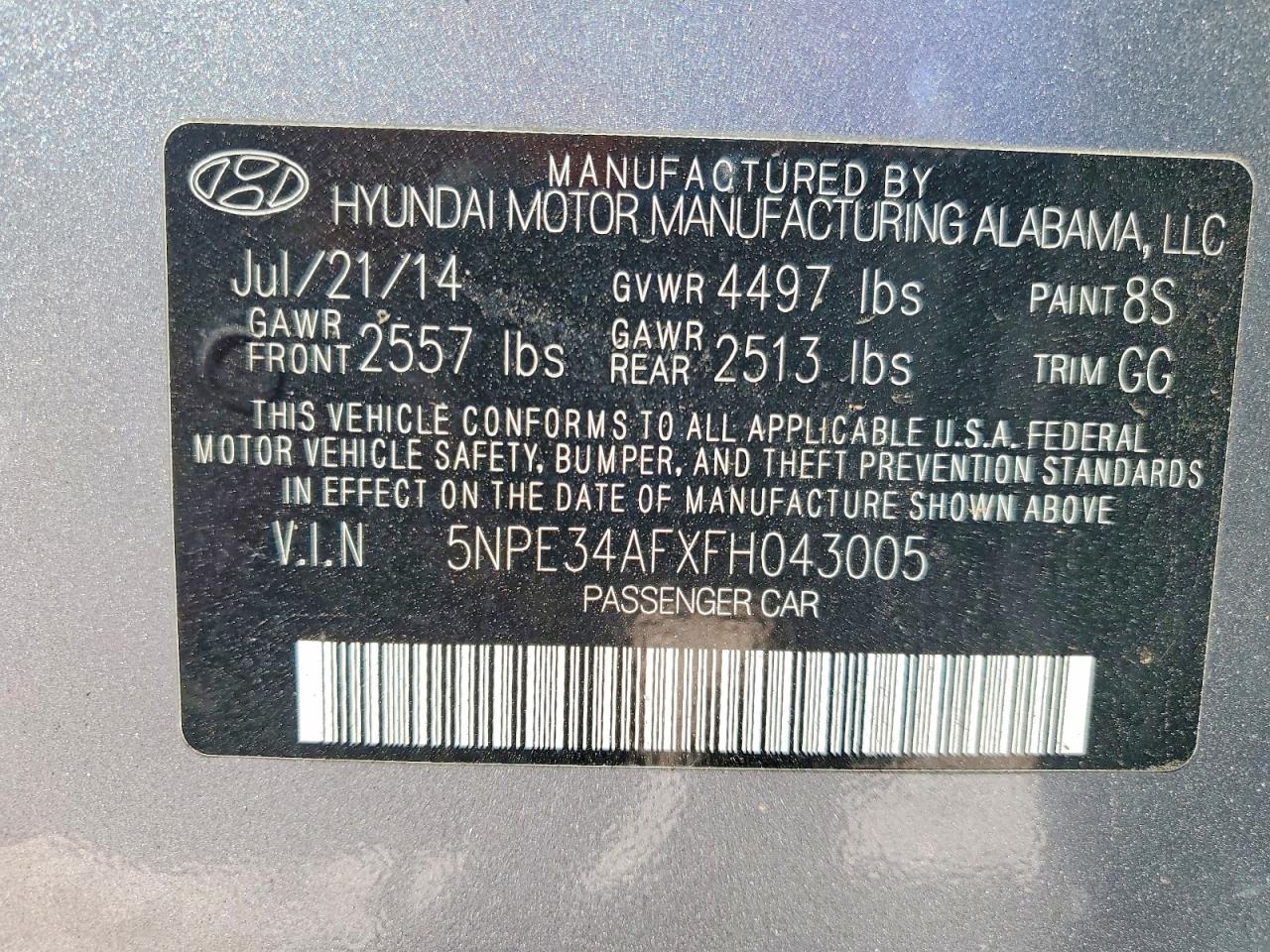 2015 HYUNDAI SONATA SPORT photo 34