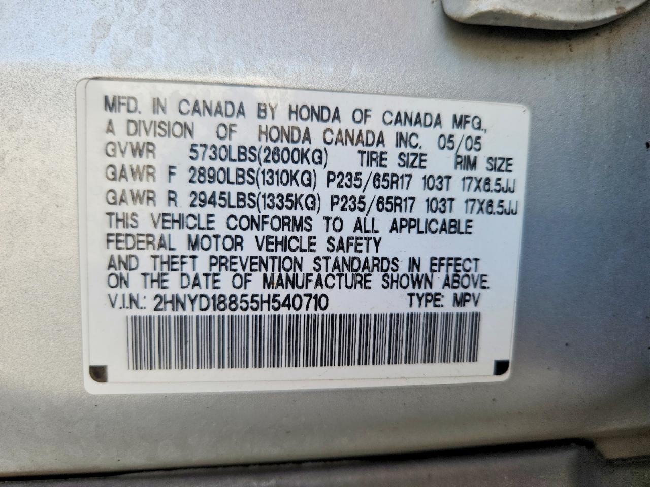 2005 ACURA MDX TOURING photo 25