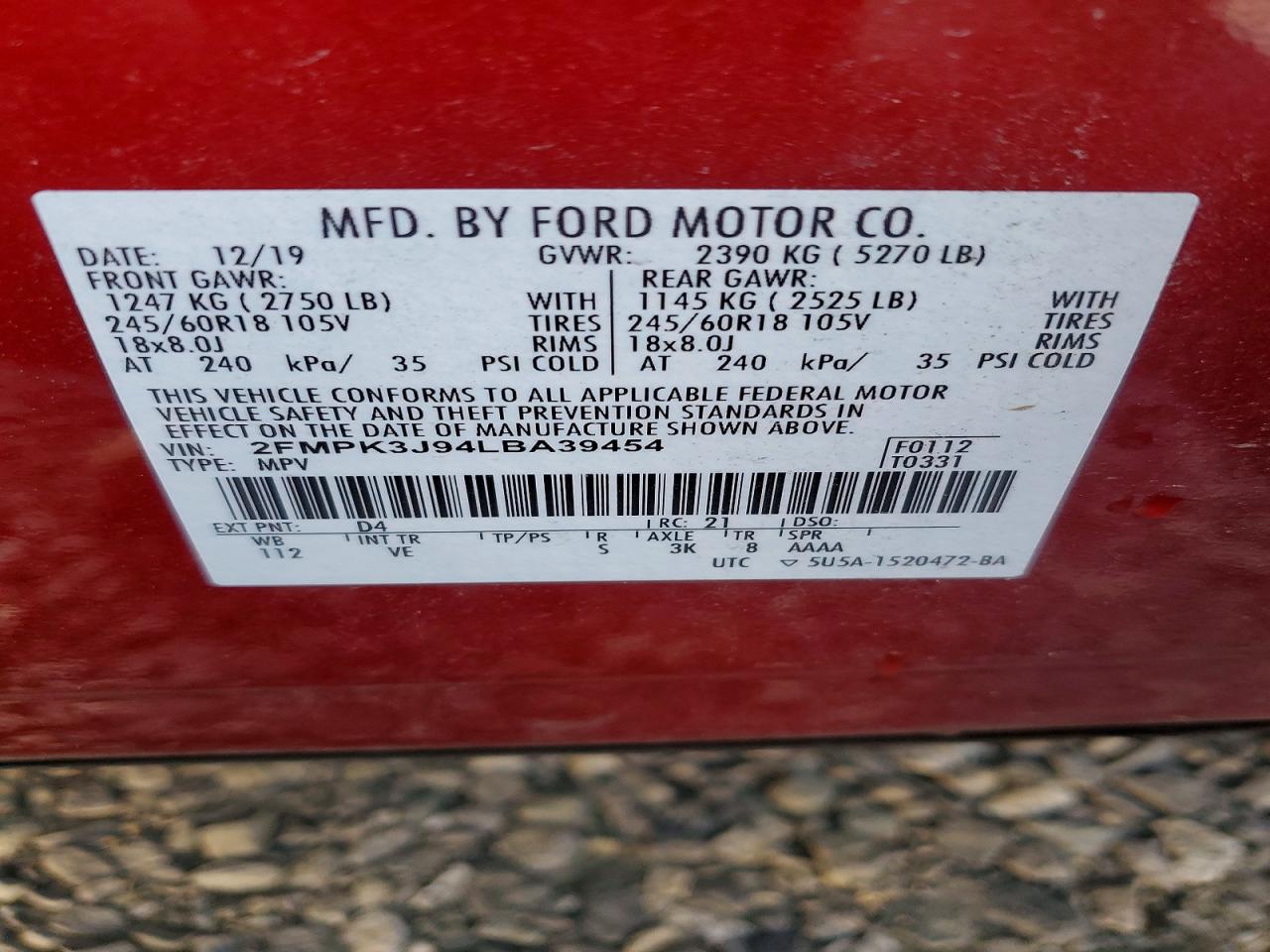 2020 FORD EDGE SEL photo 27