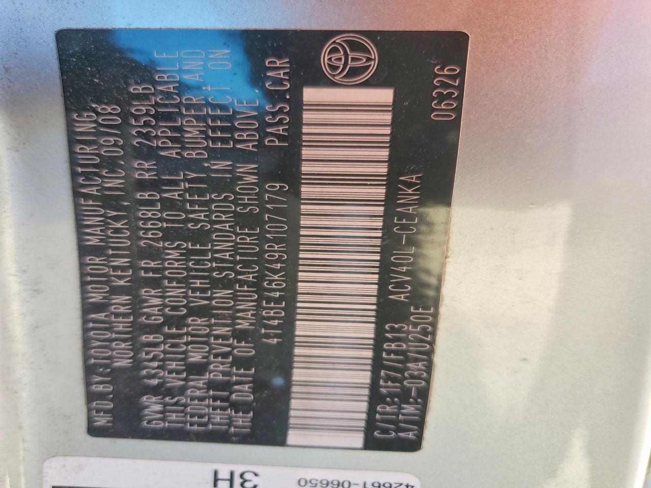 2009 TOYOTA CAMRY BASE photo 25