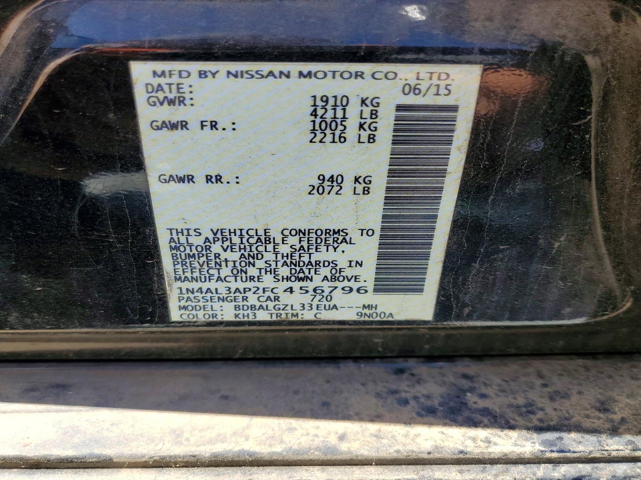 2015 NISSAN ALTIMA 2.5 S photo 37