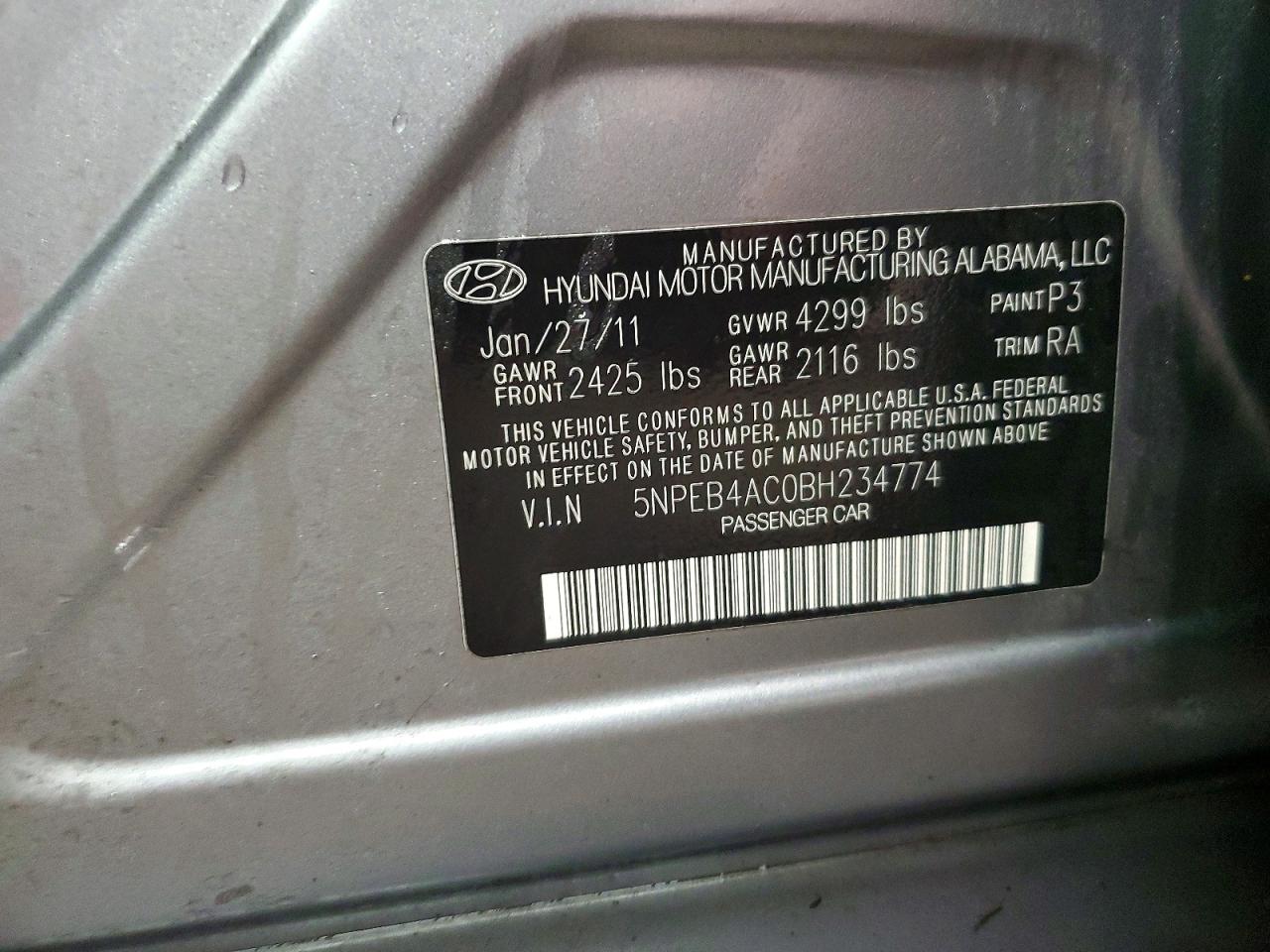 2011 HYUNDAI SONATA GLS photo 23