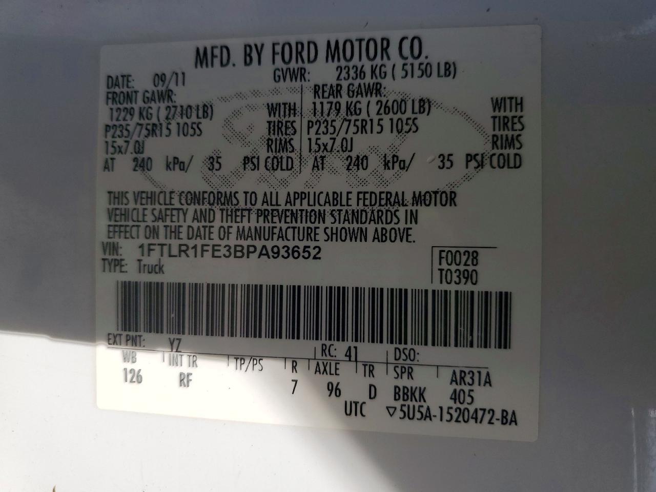 2011 FORD RANGER SUPER CAB photo 34