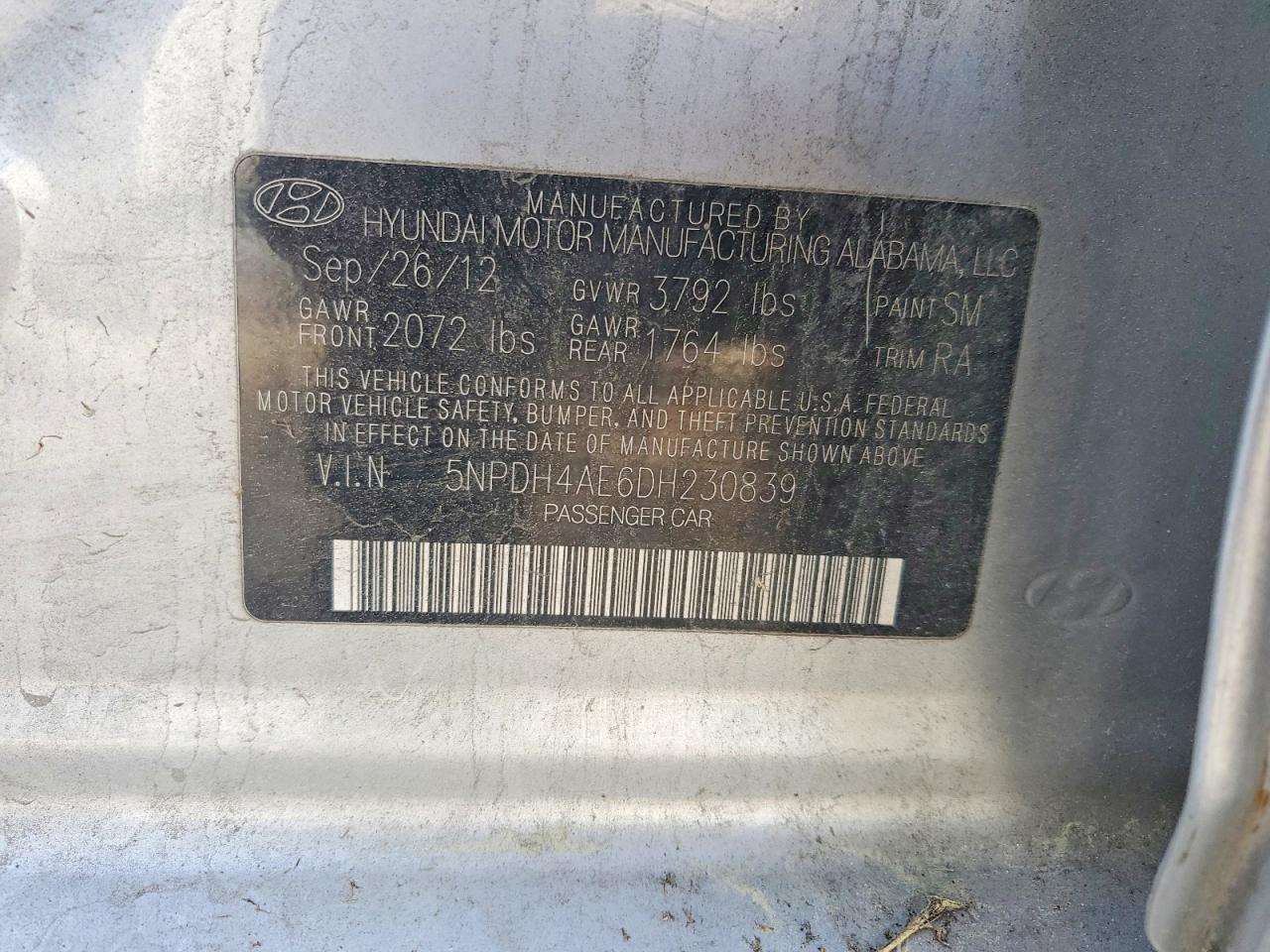 2013 HYUNDAI ELANTRA GLS photo 12