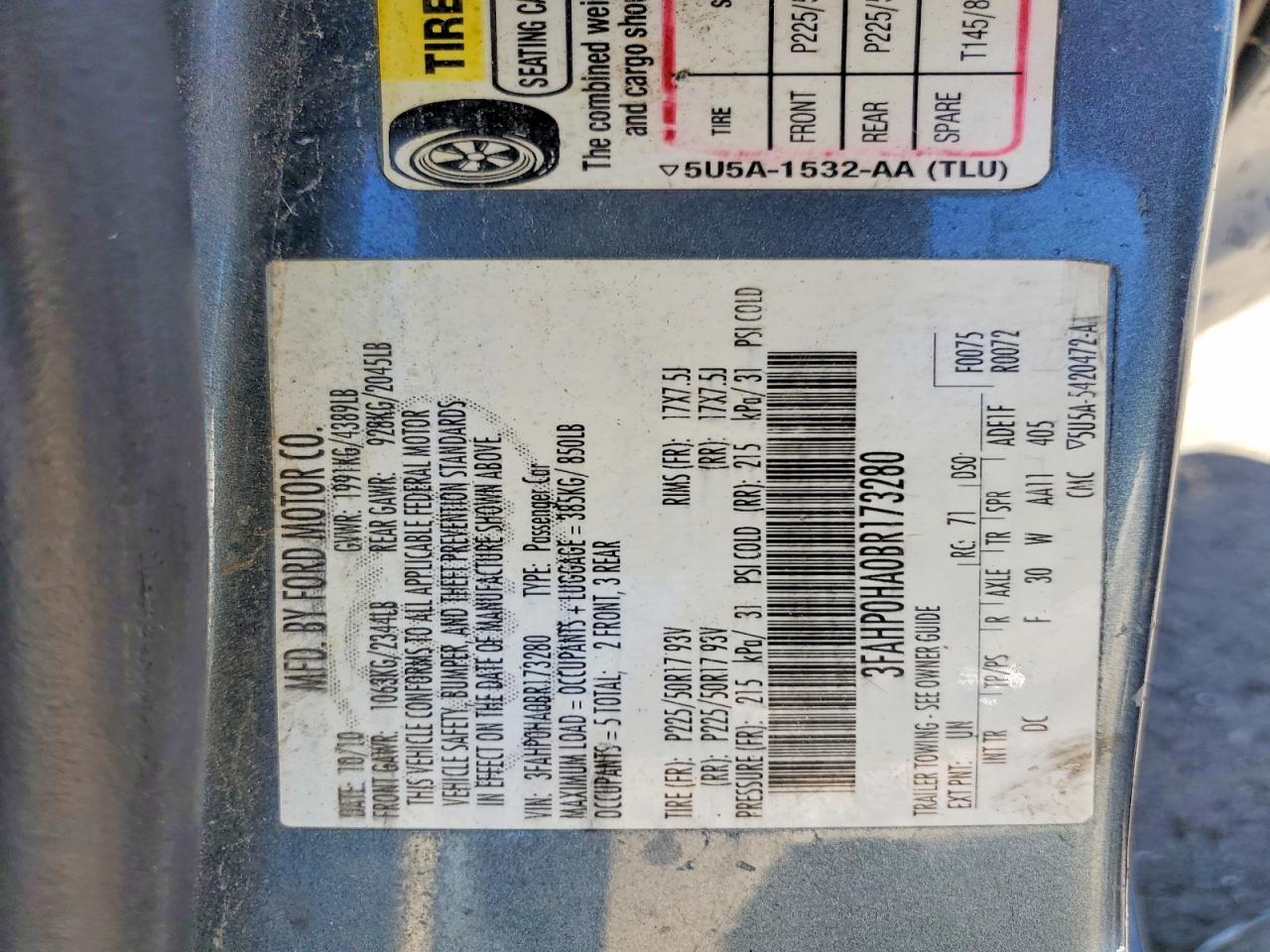 2011 FORD FUSION SE photo 23