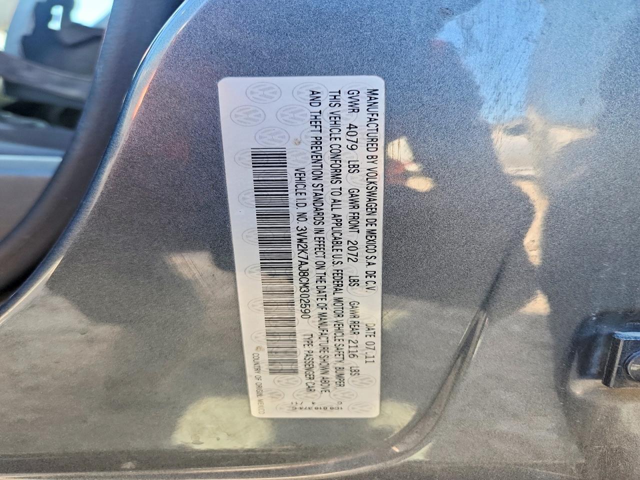 2012 VOLKSWAGEN JETTA BASE photo 25