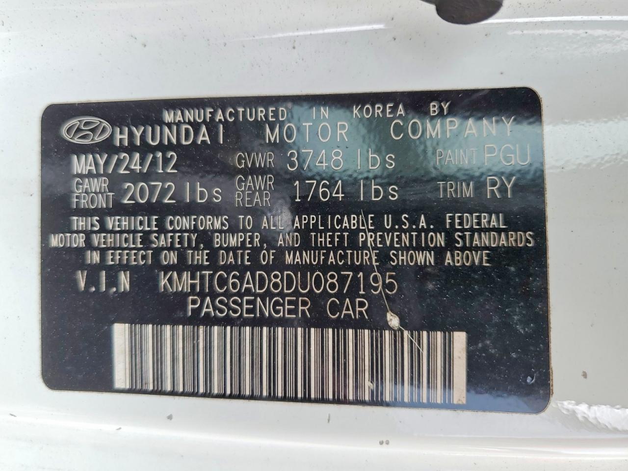 2013 HYUNDAI VELOSTER BASE photo 12