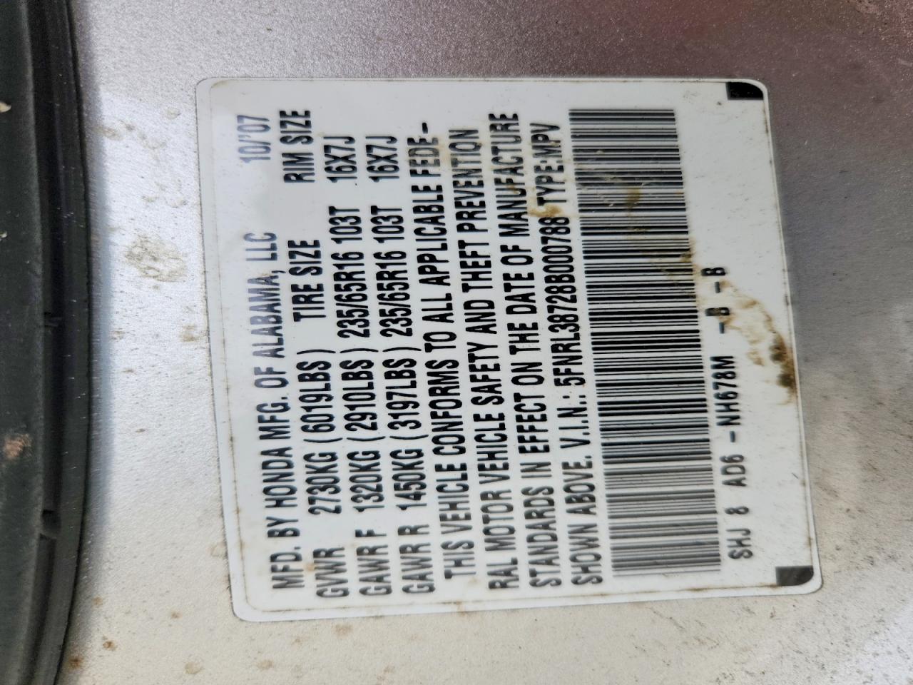 2008 HONDA ODYSSEY EXL photo 13
