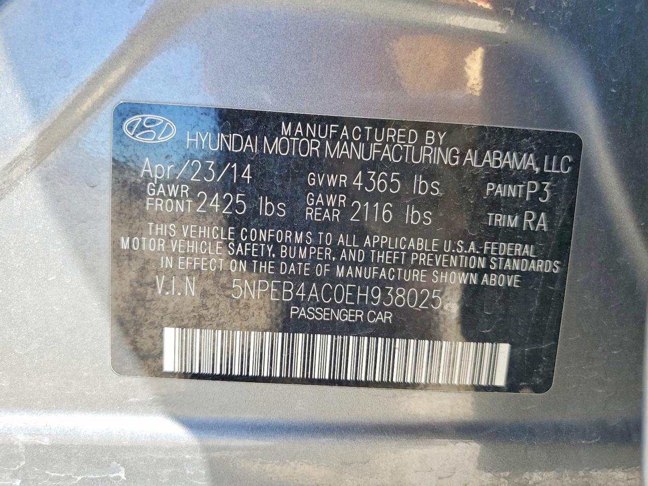 2014 HYUNDAI SONATA GLS photo 12