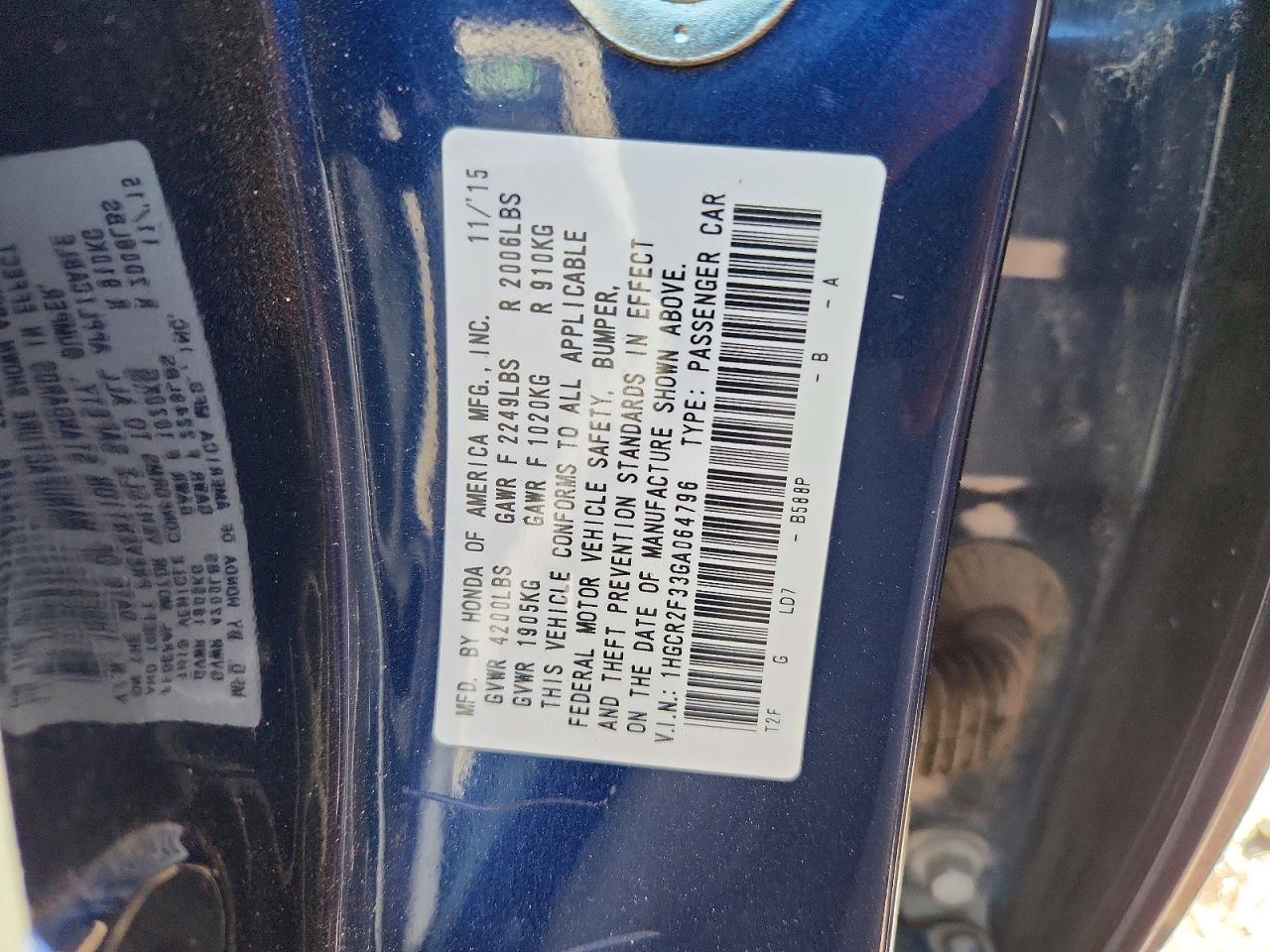 2016 HONDA ACCORD LX photo 25