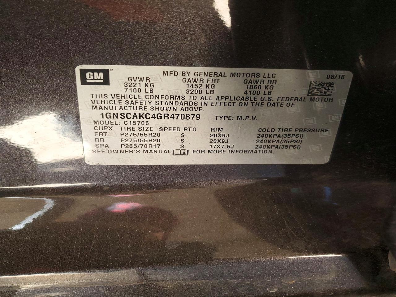 2016 CHEVROLET TAHOE C1500 LS photo 13