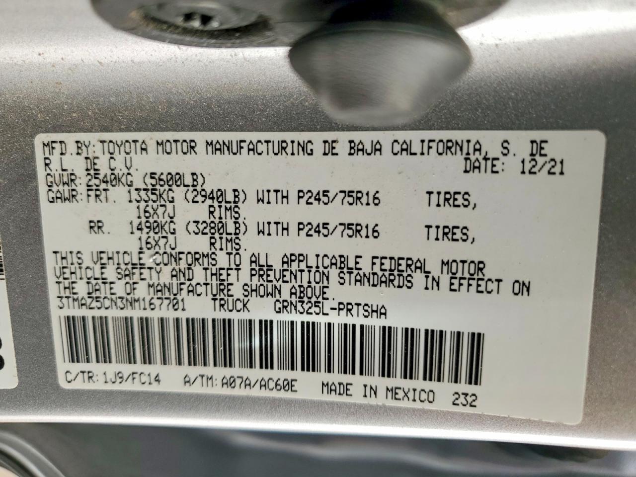 2022 TOYOTA TACOMA SR5 V6 photo 23