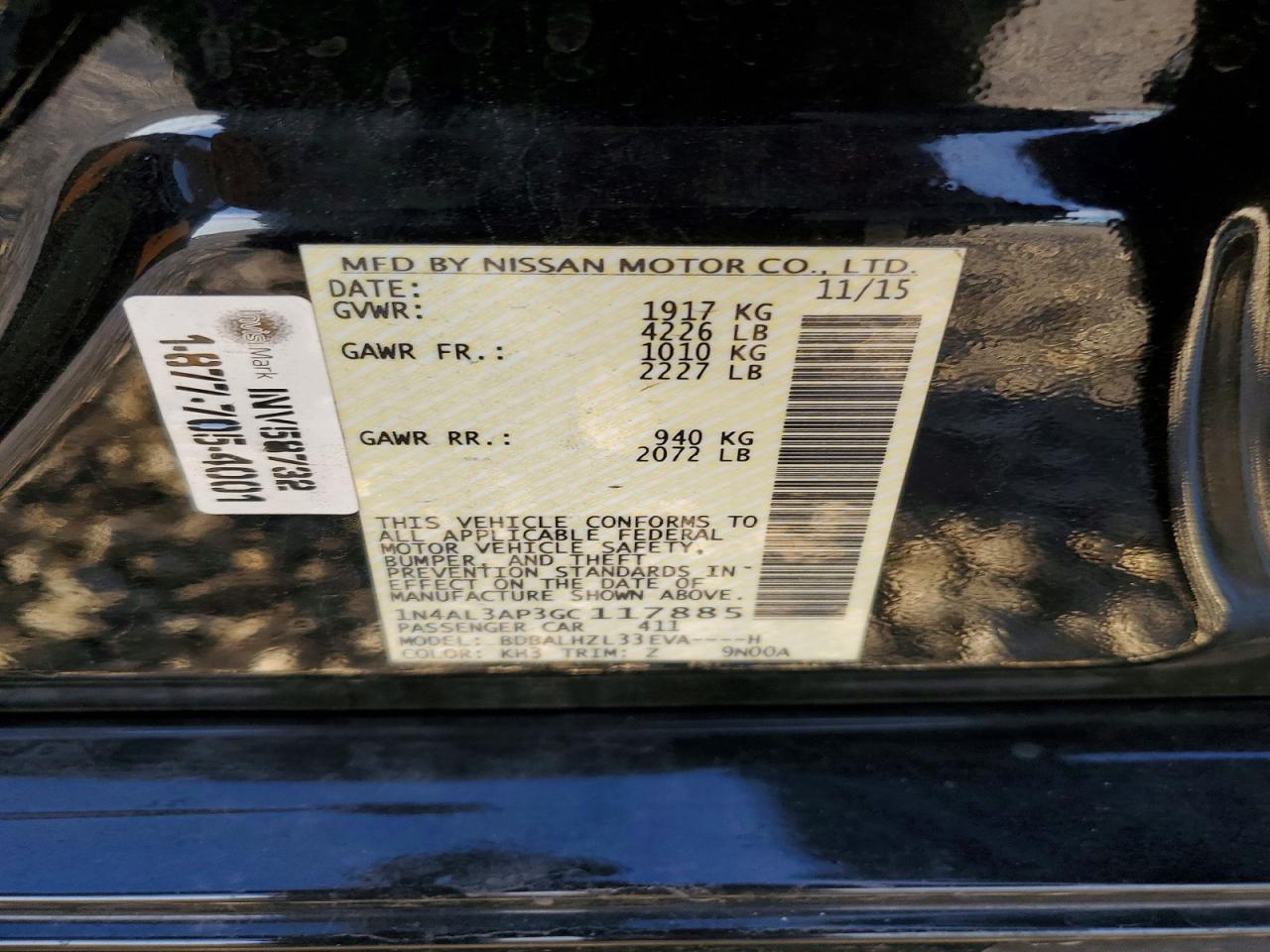 2016 NISSAN ALTIMA 2.5 SR photo 34
