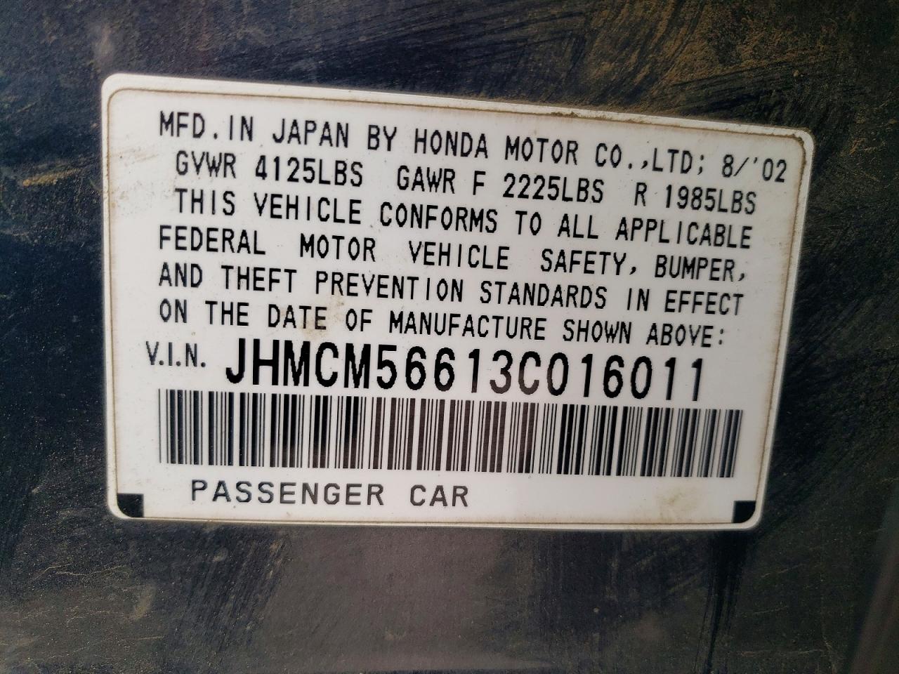 2003 HONDA ACCORD EX photo 12