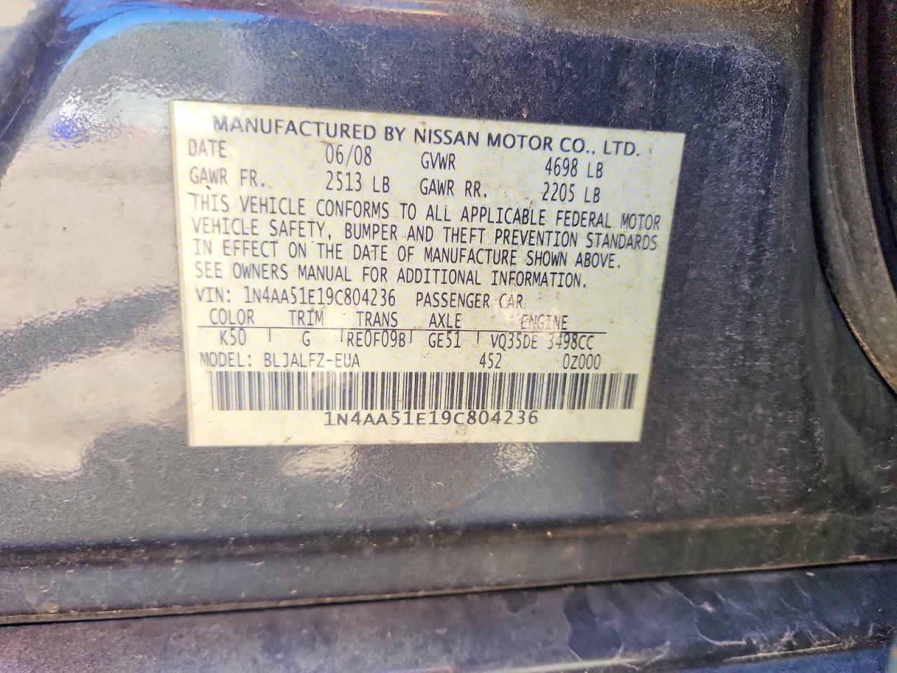 2009 NISSAN MAXIMA 3.5 S photo 23