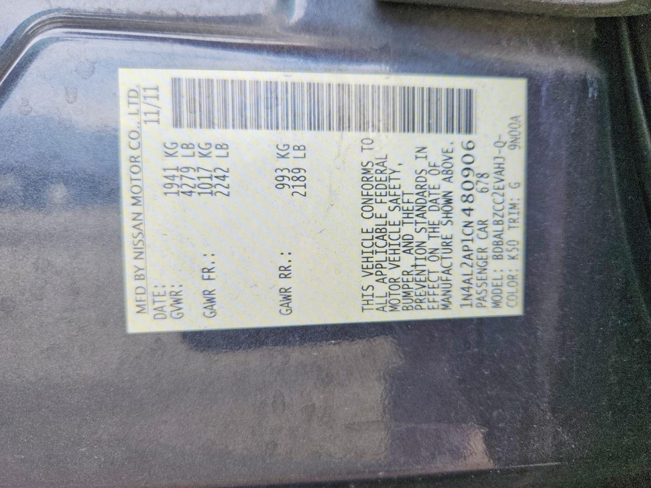 2012 NISSAN ALTIMA 2.5 photo 23
