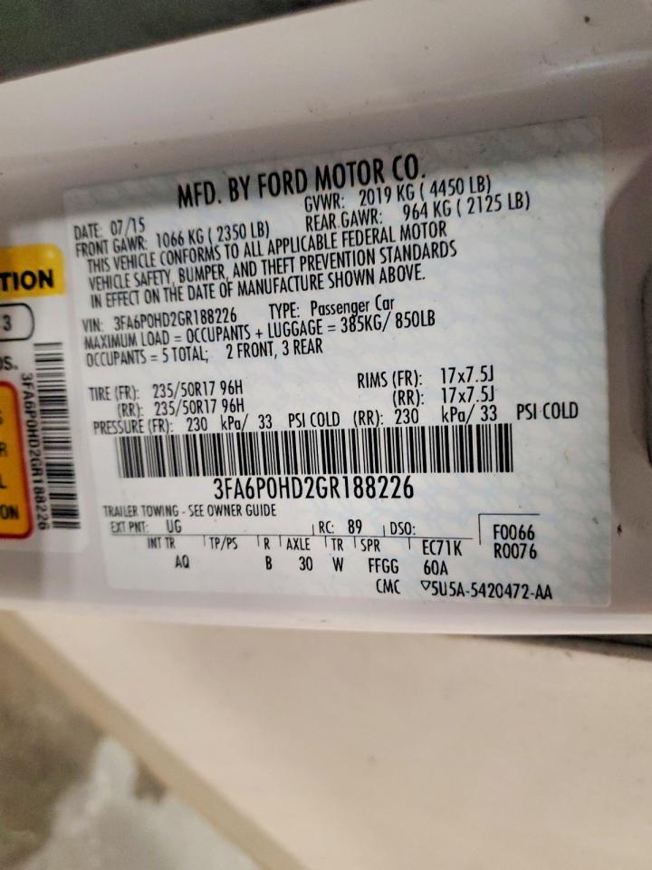 2016 FORD FUSION SE photo 23