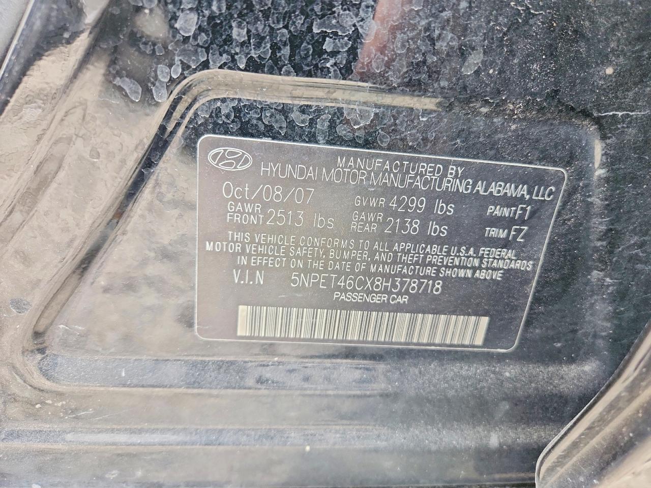 2008 HYUNDAI SONATA GLS photo 12
