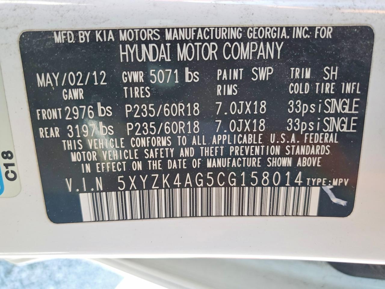 2012 HYUNDAI SANTA FE LIMITED photo 25