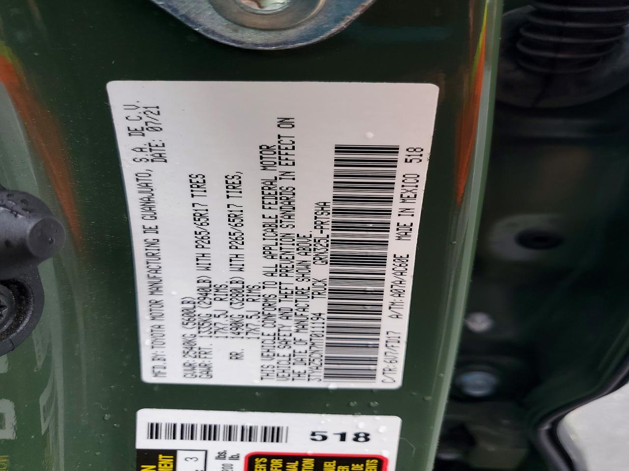 2021 TOYOTA TACOMA SR5 V6 photo 12